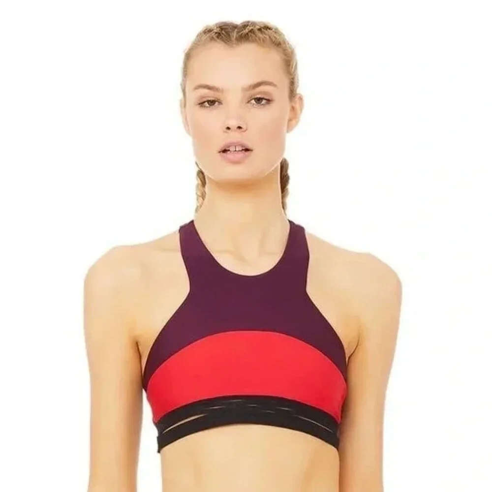 Alo Yoga Endear Sports Bra Colorblock size S Athleisure Gym